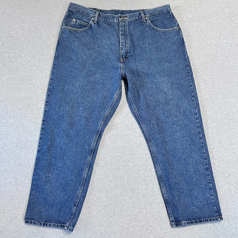 Wrangler Jeans Mens 42X30 Blue Relaxed Straight Medium Wash Workwear Denim
